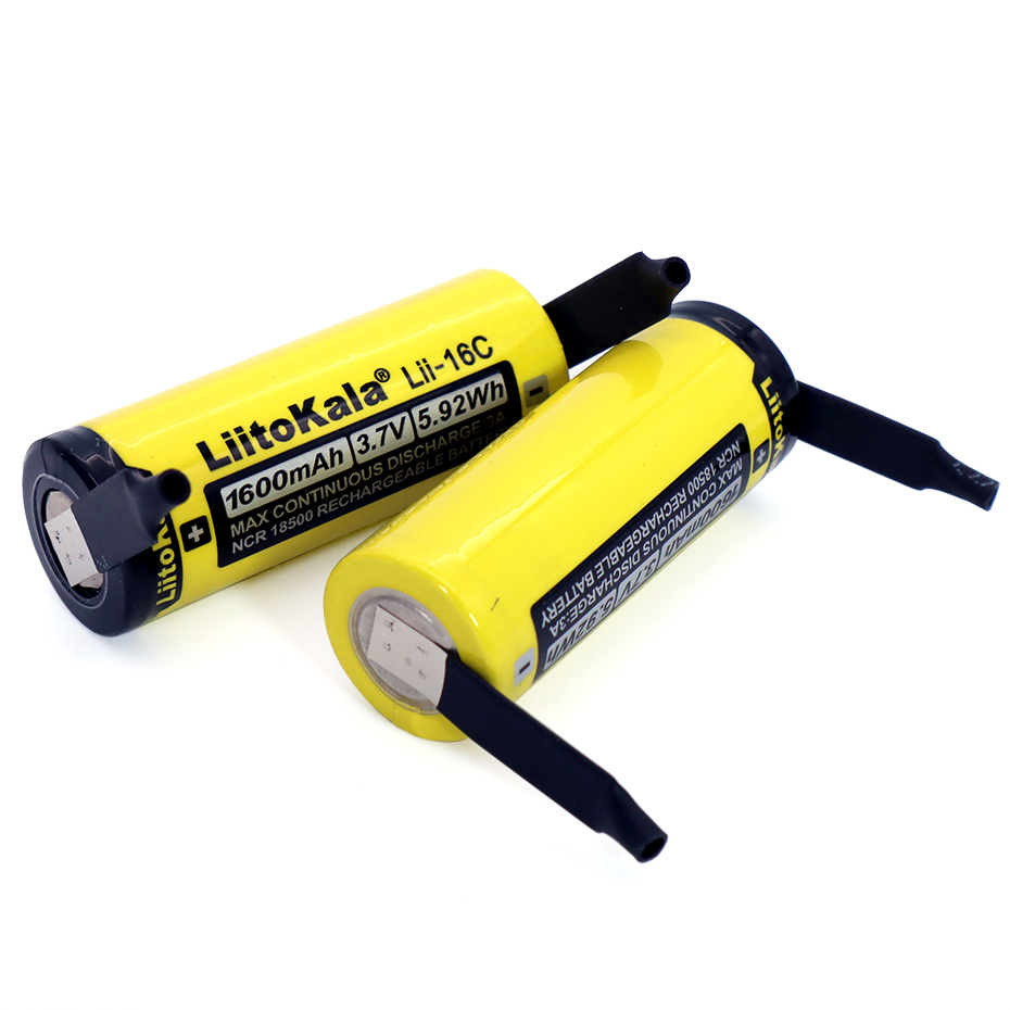 Nova liitokala Lii-16C 18500 1600mah 3.7v bateria de lítio para led lanterna + níquel diy