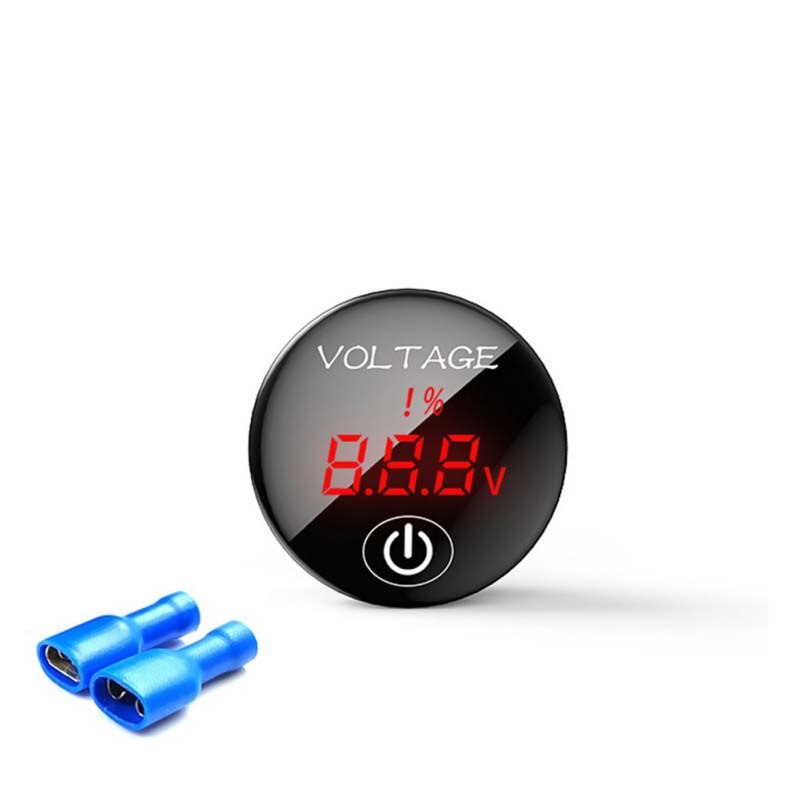 Auto Motorfiets Voltage Meter met Touch Schakelaar Ronde Waterdichte Auto Voltage Meter Boot DC 12-24V LED Panel digitale Voltmeter: Rood