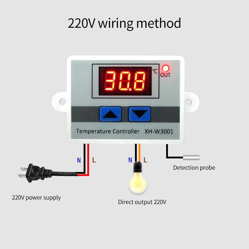 Digital Temperature Controller Display Thermostat Control Switch And Thermistor Sensors Temperature Probe