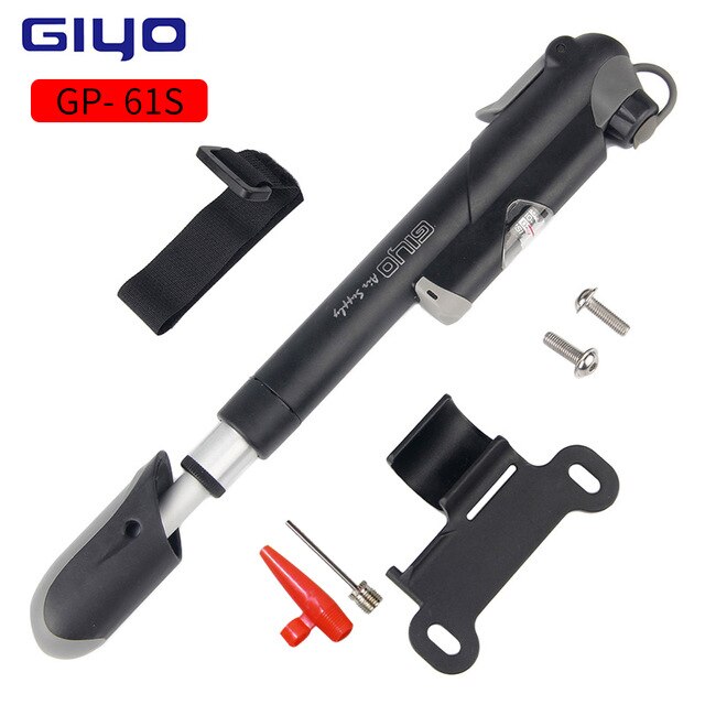 Fietspomp MTB Road Fiets Pomp Met Gauge Mini Fietsen Pomp Presta Schrader Band Fiets Air Inflator: Black-GP61S