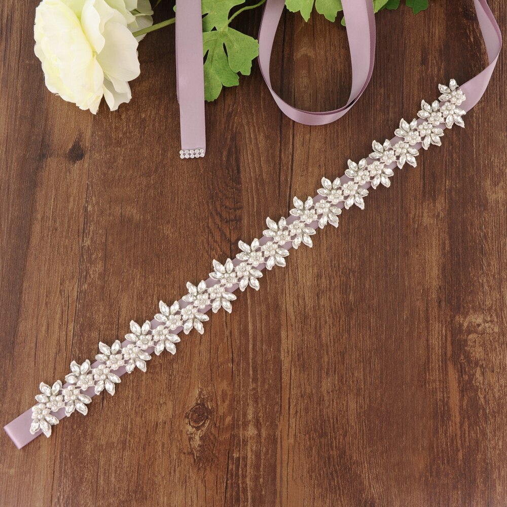 Luxe parelriem voor trouwjurken, bruidsjurkaccessoires, bruidsjurkriem, bruidsmeisjesriem, avondfeestjurkriem, scs 275: Antieke violette