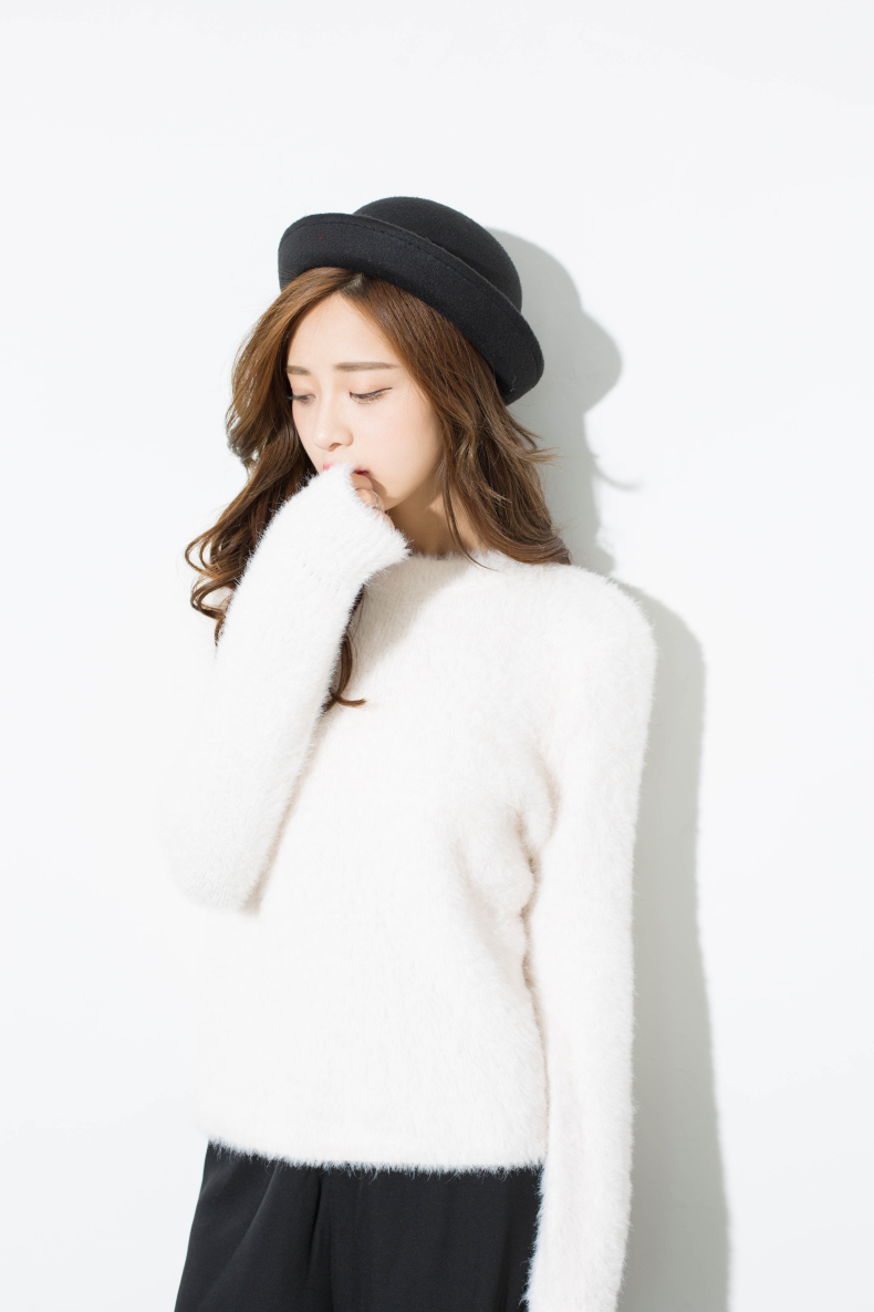 Vintage uld hatte sort bowler derby trilby hat dame kvinder pige kasket nyttig koreansk solid streetwear