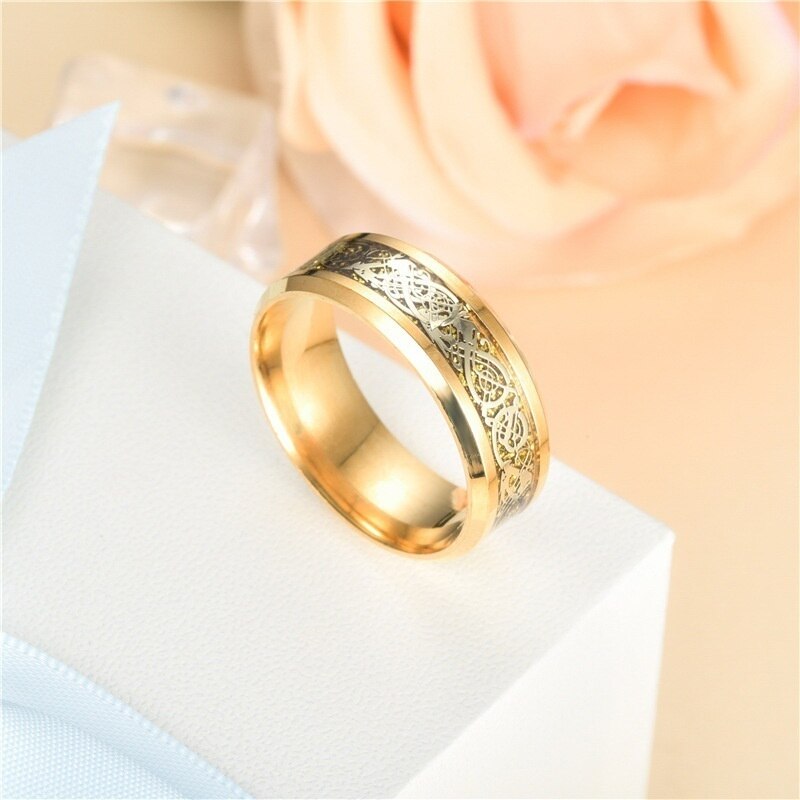 Bijuterii inele cuplu inimă romantică zircon set inele logodnă mireasă culoare auriu dragon vintage inel bărbați din oțel inoxidabil