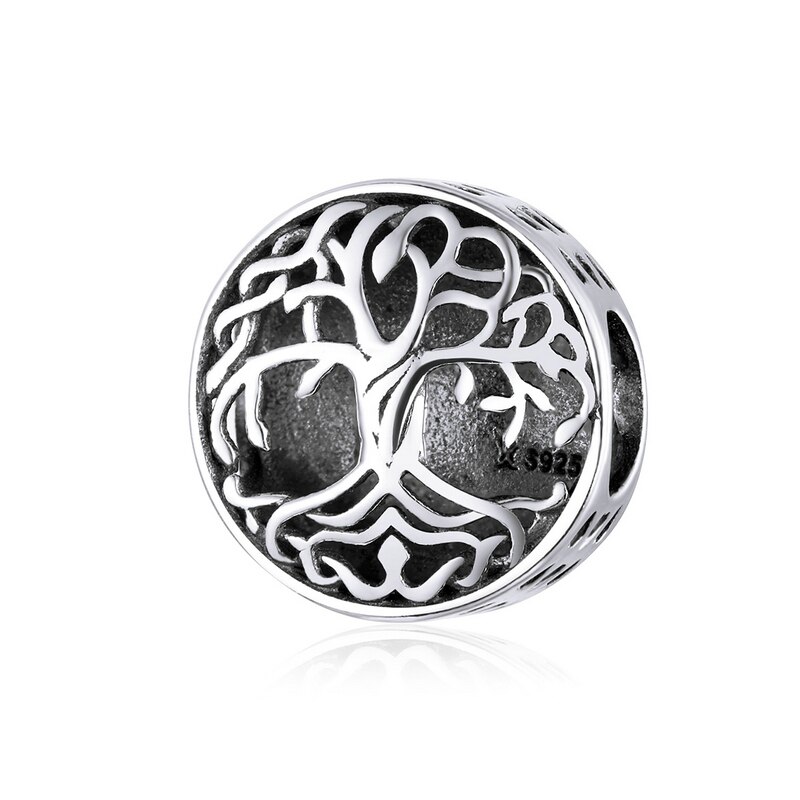 BISAER 925 Sterling Silver Tree Of Life di Fascino Verde Chiaro CZ Branelli Misura I Braccialetti Gioielli FAI DA TE Fare Gioielli In Argento 925 ECC919: ECC1457