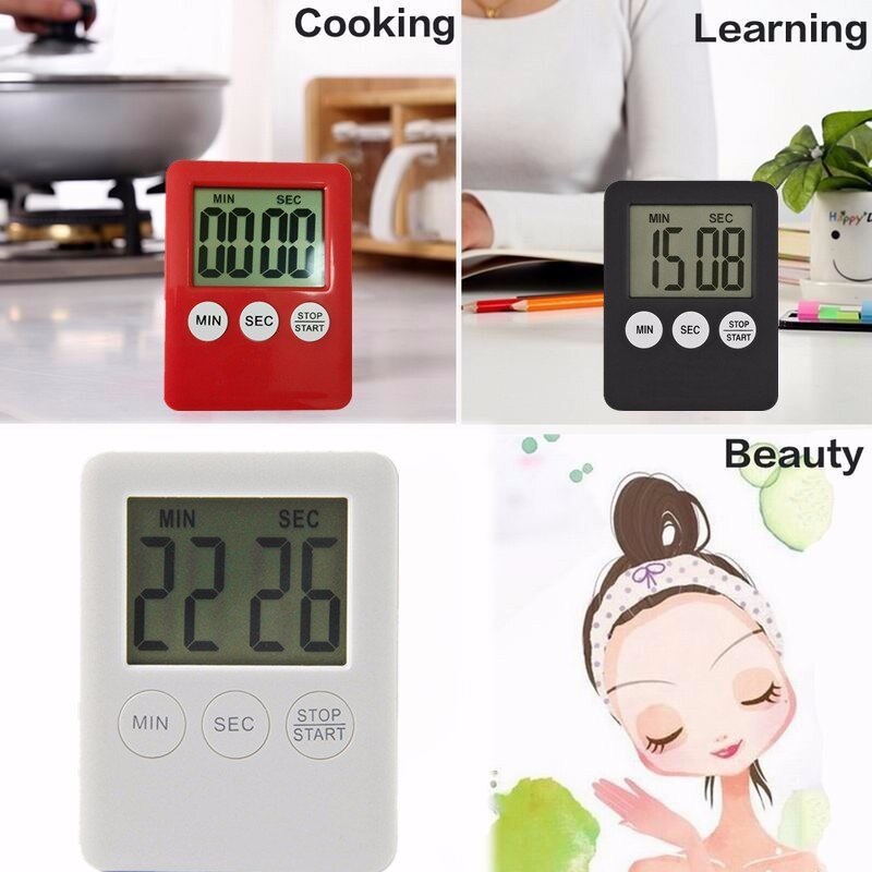 9 Colors 24 Hours LCD Timer Square Home Cooking Supplies Countdown Practical Digital With loud Alarm Clock Kitchen Time Tools