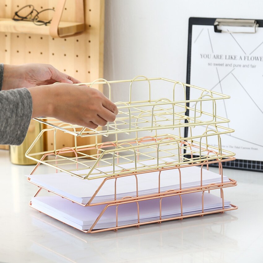 Support de bureau pour magazines, support de journaux en fer, plateau de stockage de fichiers de magazines à une couche pour le bureau, décoration de la maison