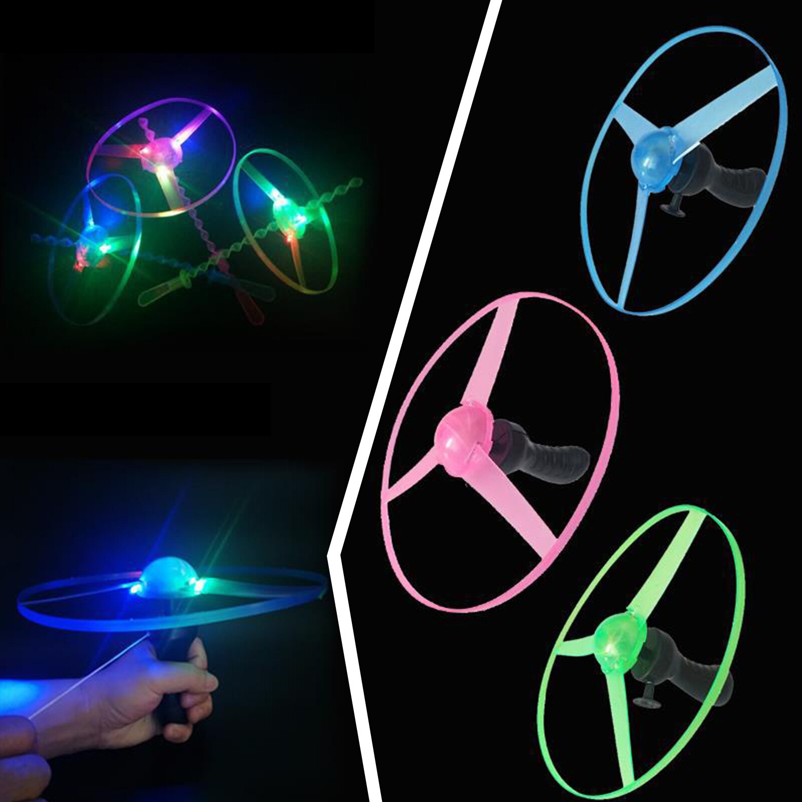 1Pc Fun Outdoor Sport Pull Lijn Schotel Speelgoed Led Verlichting Ufo Ouder-kind Interactie Creatieve 7 Kleur Spin-Off