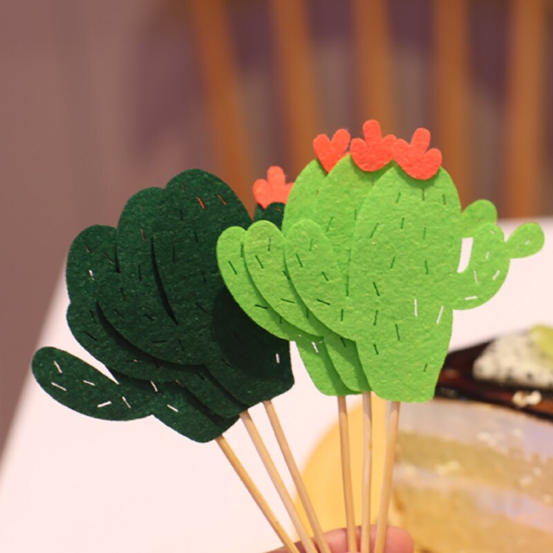 6 Stks/partij Cartoon Cactus Cupcake Cake Topper Cake Vlaggen Plug Decoratie Benodigdheden Voor Bruiloft Verjaardag Festival Party WJPDZS794: C