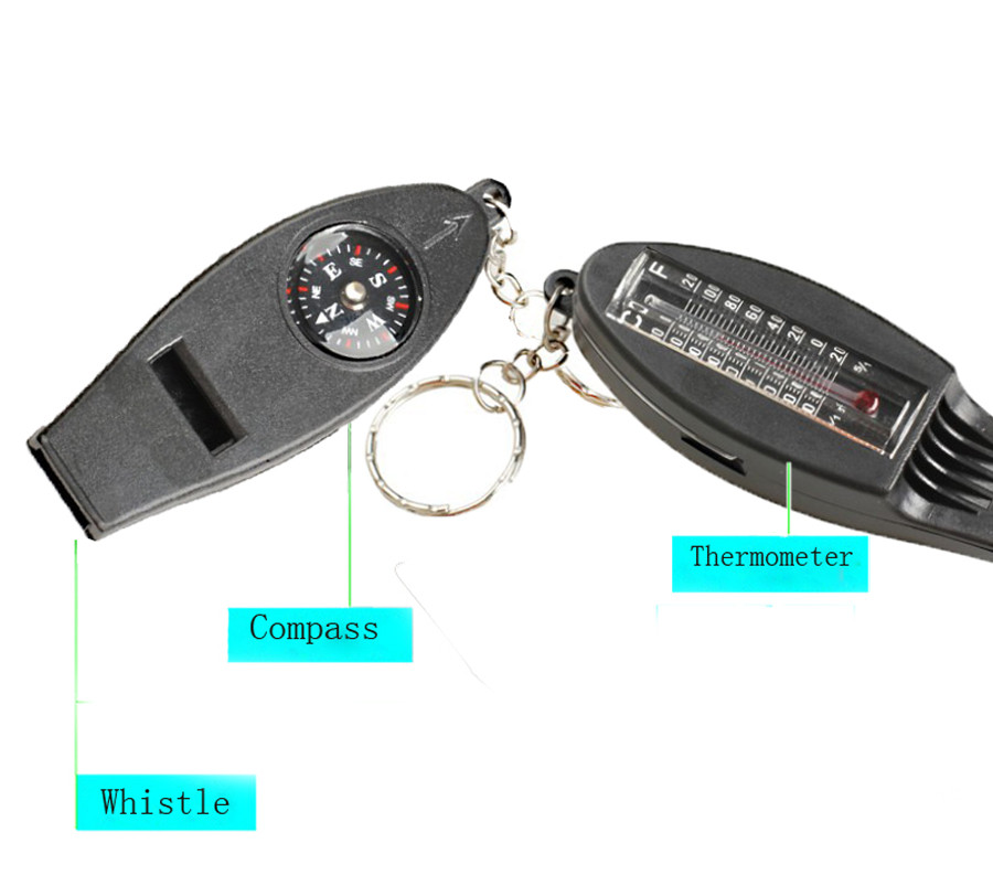 Versatile 4IN1 Compass Thermometer Whistle Magnifier Judge Whistle Survival Emergency Tools Loud Whistle For School Sports