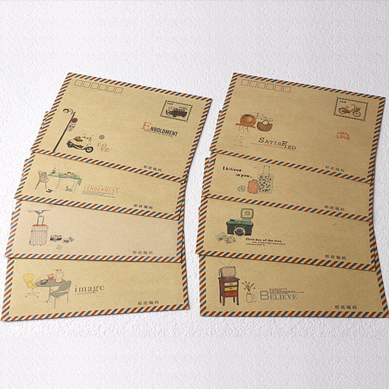 8 stuks/set vintage grote envelop postcard brief luchtpost briefpapier Retro School kantoor kraft enveloppen