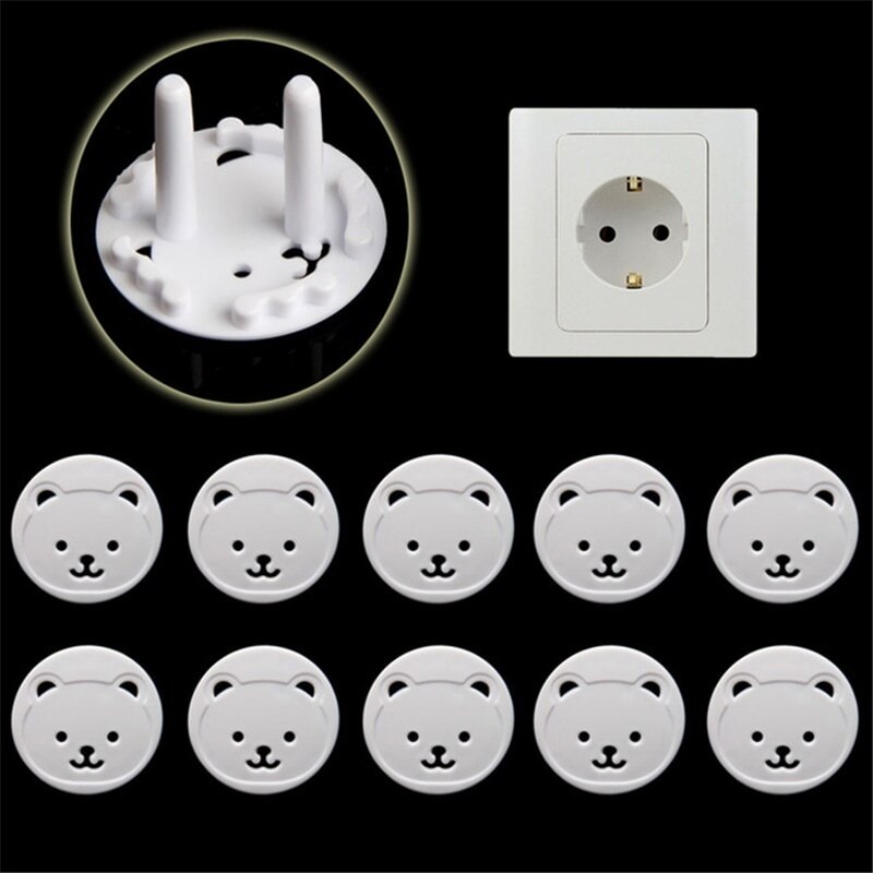 10 Stuks Baby Veiligheid Draaien Cover 2 Gat Ronde Europese Standaard Kinderen Tegen Elektrische Bescherming Socket Plastic Veiligheidssloten