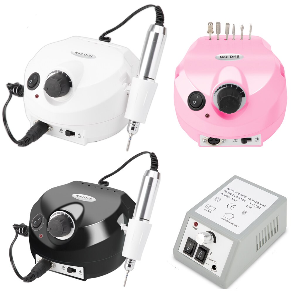 35000rpm elétrica broca do prego manicure máquina uso doméstico equipamento da arte do prego manicure 6 brocas de lixar banda acessório ferramenta do prego