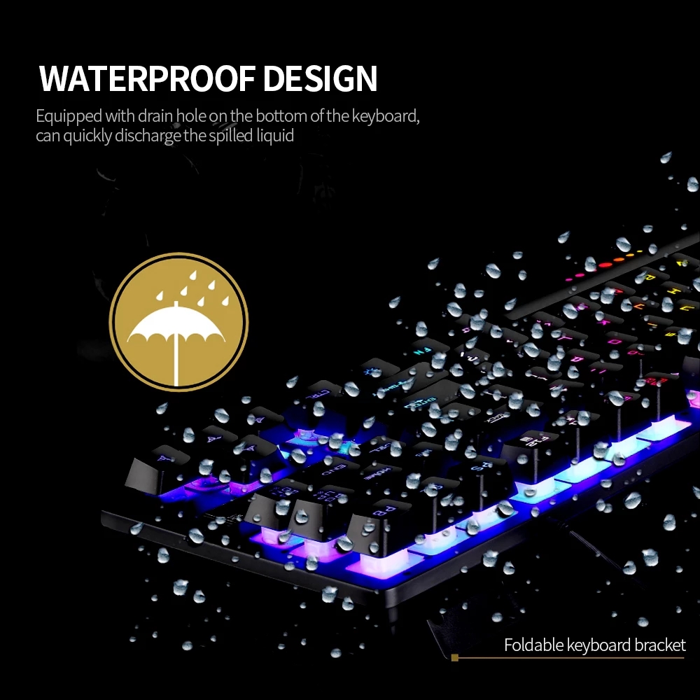 GK 10 mechanical keyboard 87 keys waterproof USB wired keyboard colorful backlit keyboard ergonomic wired game keyboard