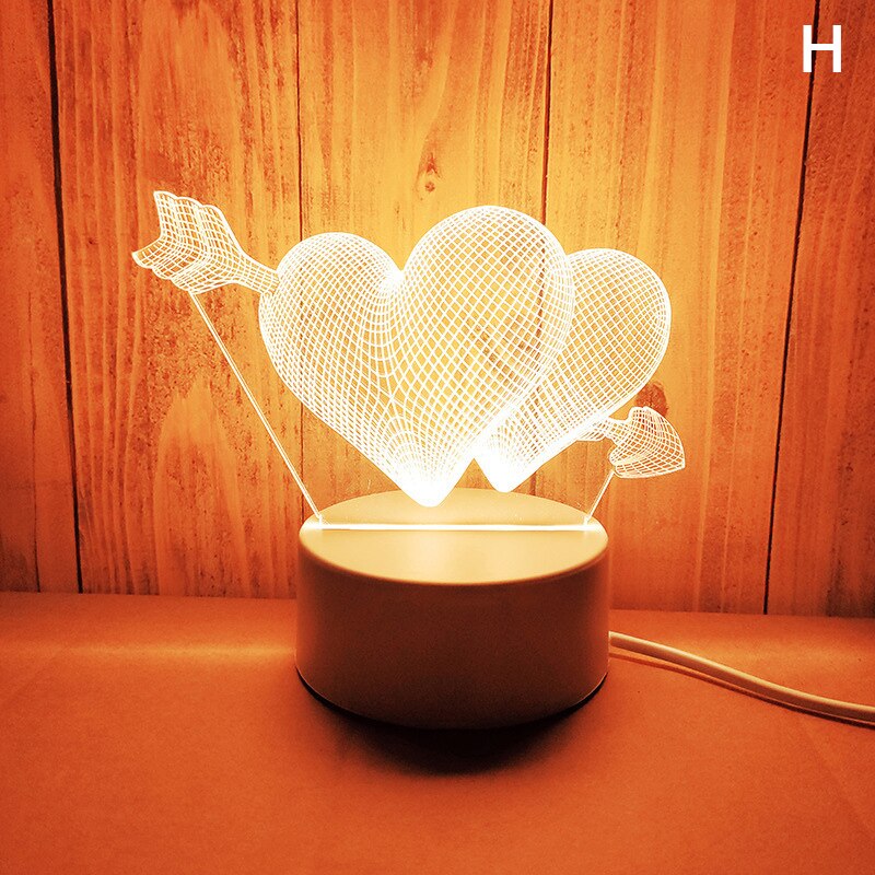 Acrylic 3D Night Light Elk Love Pattern Night Light LED Romantic Light: H