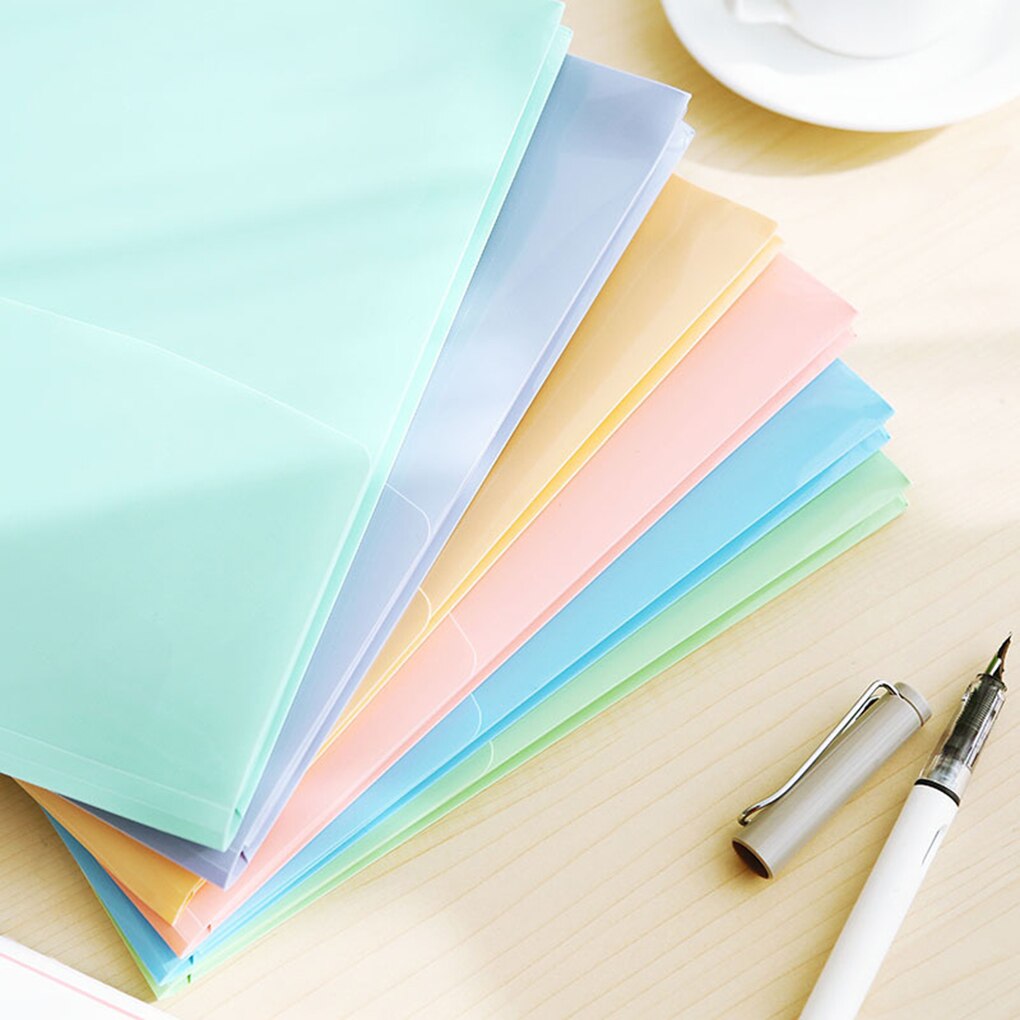 Bolsa de documentos tipo sobre, archivador pequeño, carpeta de plástico reutilizable, billetera a4, papelería escolar