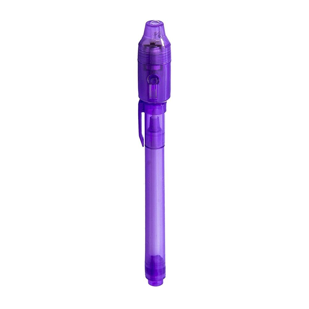 1PC 2 in 1 Magic Luminous Light Pen UV Drawing Invisible Ink Pen Kids Writing Learning Educational Lighting Toys: Purple