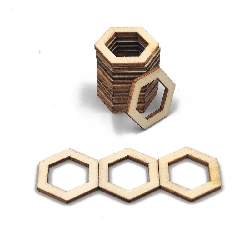 Rodajas de madera de 100 piezas, adornos hexagonales cuadrados con forma de flor, losas de madera, decoración artesanal
