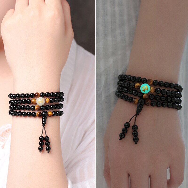 Obsidian Dragon couple multi-layer luminous Stone Beaded Bracelet Lovers Transfer Luck Bracelet & Bangle Jewelry for lover