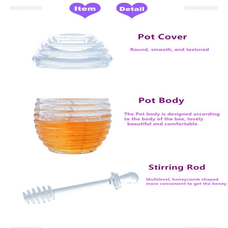 Honey Juice Transparent Beehive-shaped Honey Jar With Multi-level Stirring Bar For Home Storing Dripper Honey Pot: Default Title