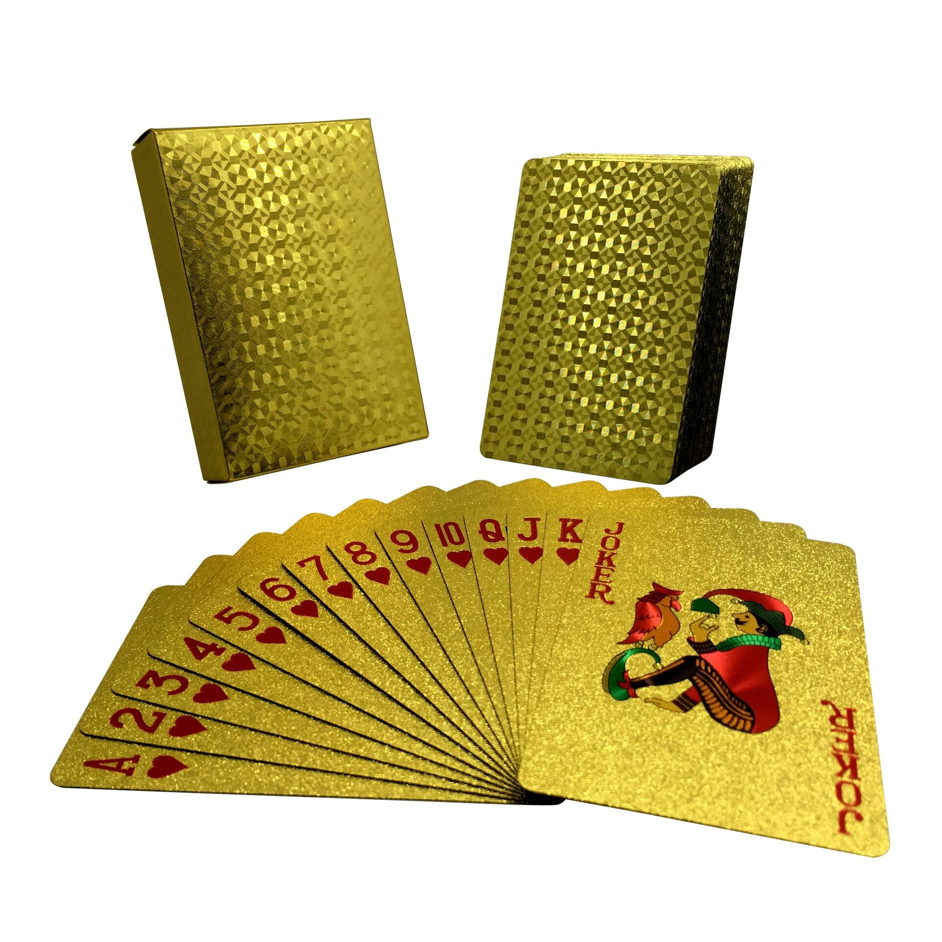 24K Gold Speelkaarten Poker Game Dek Goudfolie Poker Set Plastic Magic Card Waterdicht Kaarten Magic