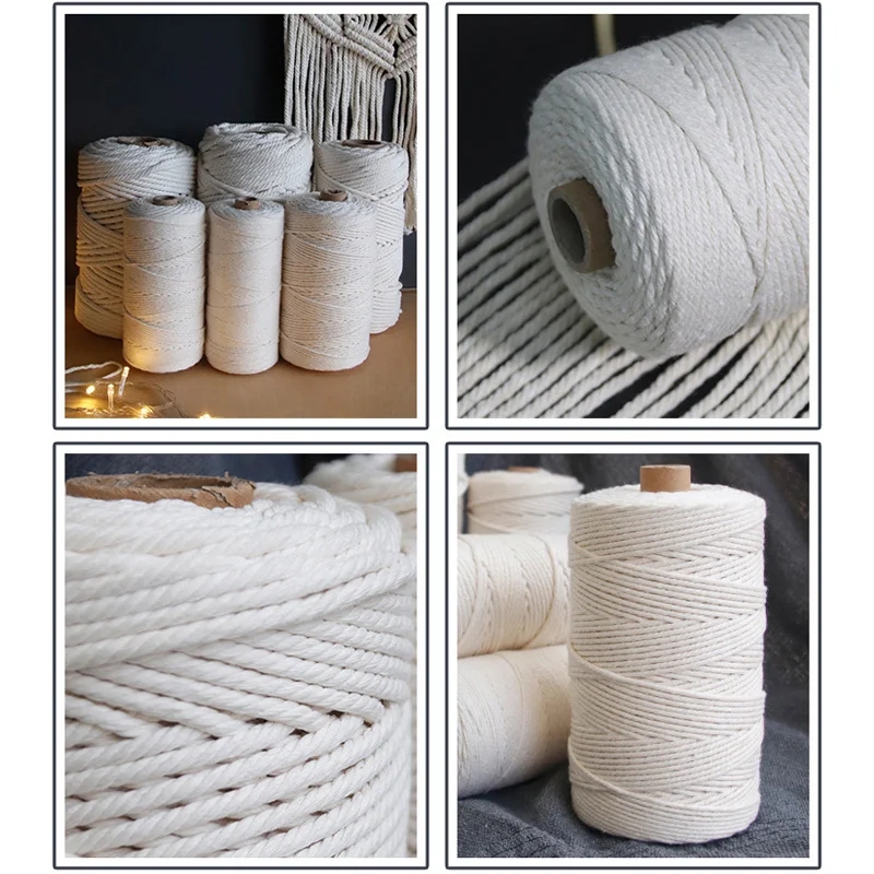 Cordón de macramé de 1/2/3/4/5/6mm, 109/218 yardas, cuerda de macramé de algodón, cordón artesanal para manualidades, perchas de plantas tejidas, Navidad, boda