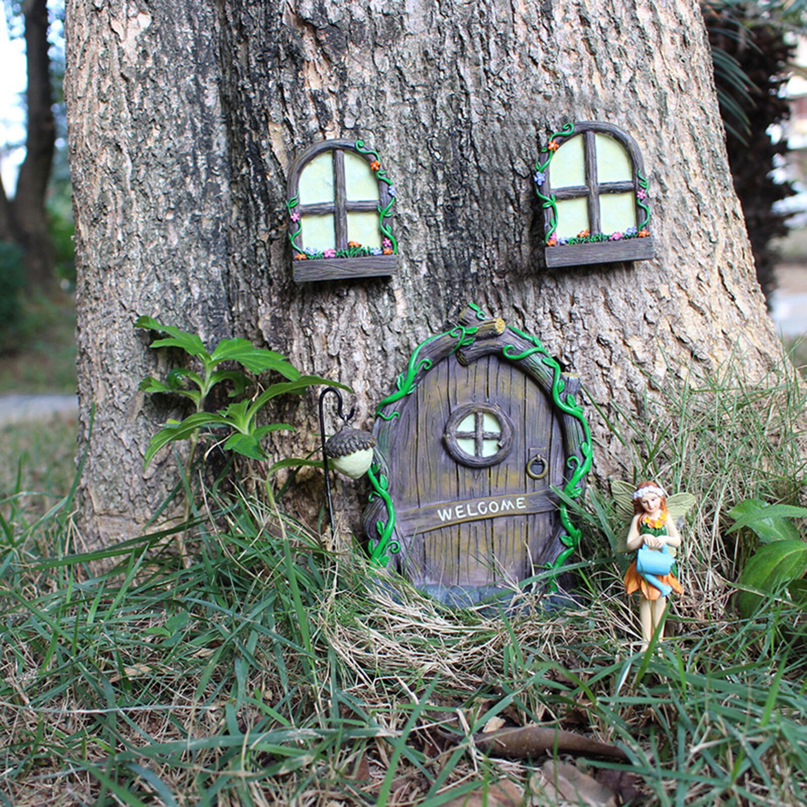 Miniature Fairy Tree Decorations Fairy Door And Windows For Trees Trunk Garden Fairy Door Kit Glow In The Dark