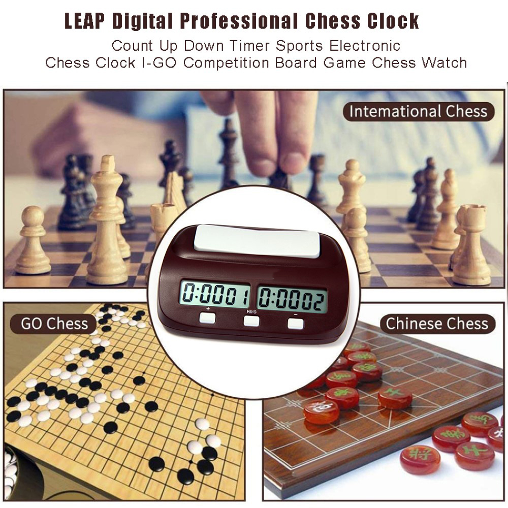LEAP – Pendule d&#39;échecs numérique professionnelle portable pour compétition,accessoire chronomètre avec arrêt et alarme électronique pour mesure de la durée d&#39;une partie, horloge bissextile,