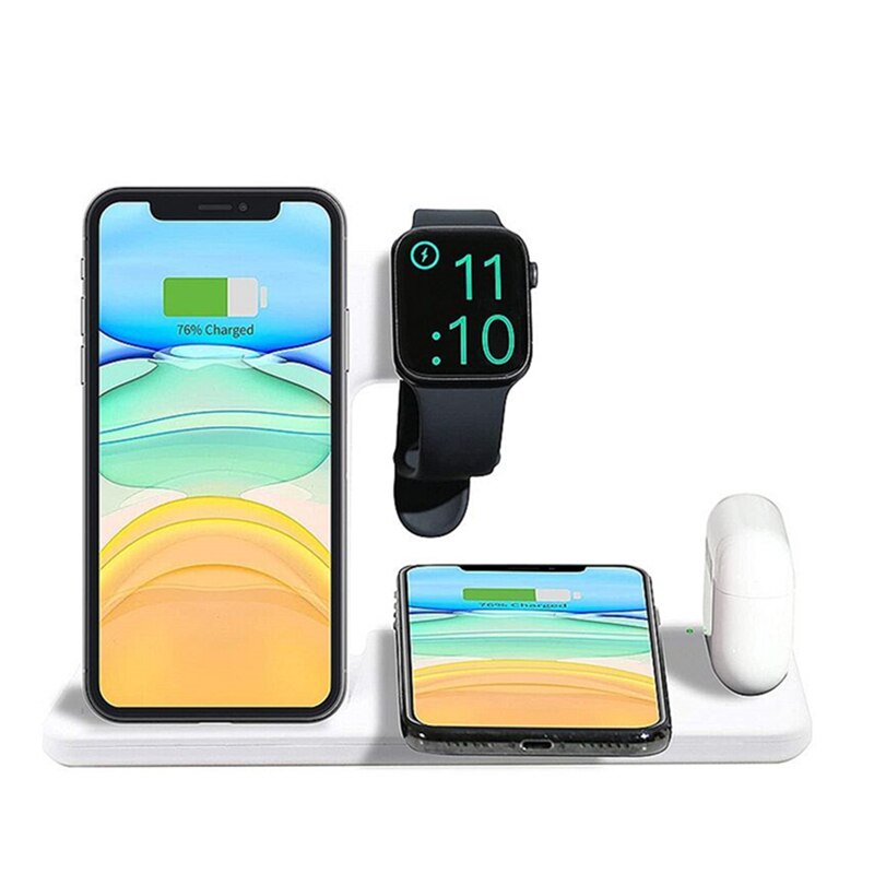 Fdgao qi draadloze oplader voor apple watch  se 6 5 4 3 2 airpods 15w snellaadstandaard paddock voor iphone 12 pro max 11 xr xs: 4 in 1 15w wit