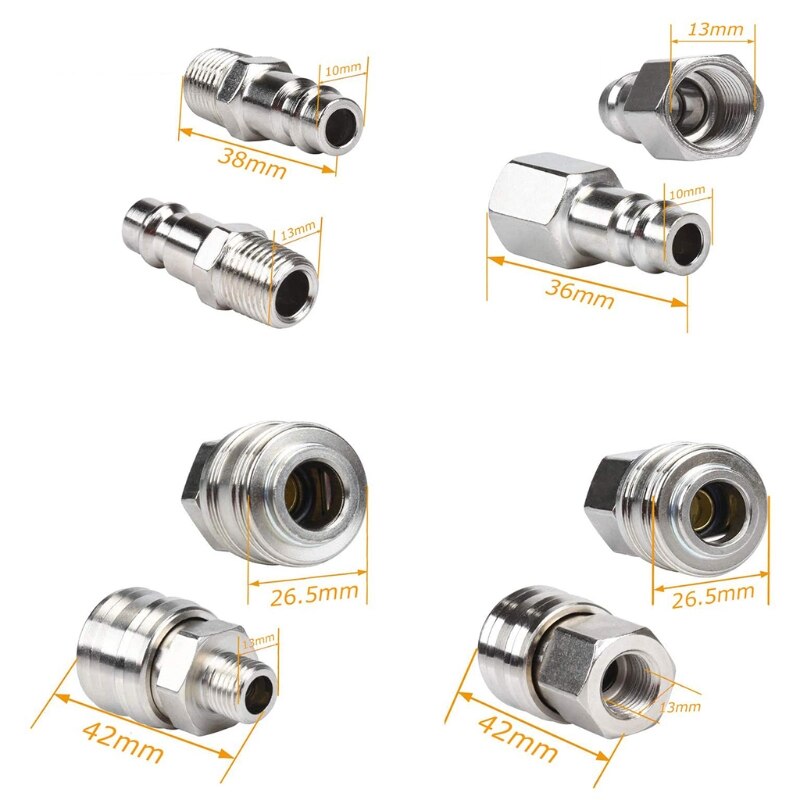 10 Pcs Air Coupler Connector DE Specification Fast Plug Kit Quick Connect Air