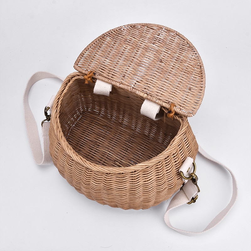 6 couleurs enfants adultes rotin wintage plage paille sac femmes épaule messager bambou panier sac