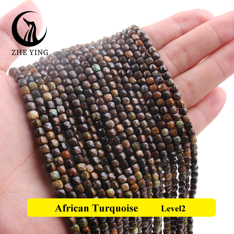 Cuentas cuadradas de piedra facetada Natural, amatista, amazonita, cuentas espaciadoras sueltas para pulsera DIY, collar, accesorios, hebra de 4x4mm de 15''