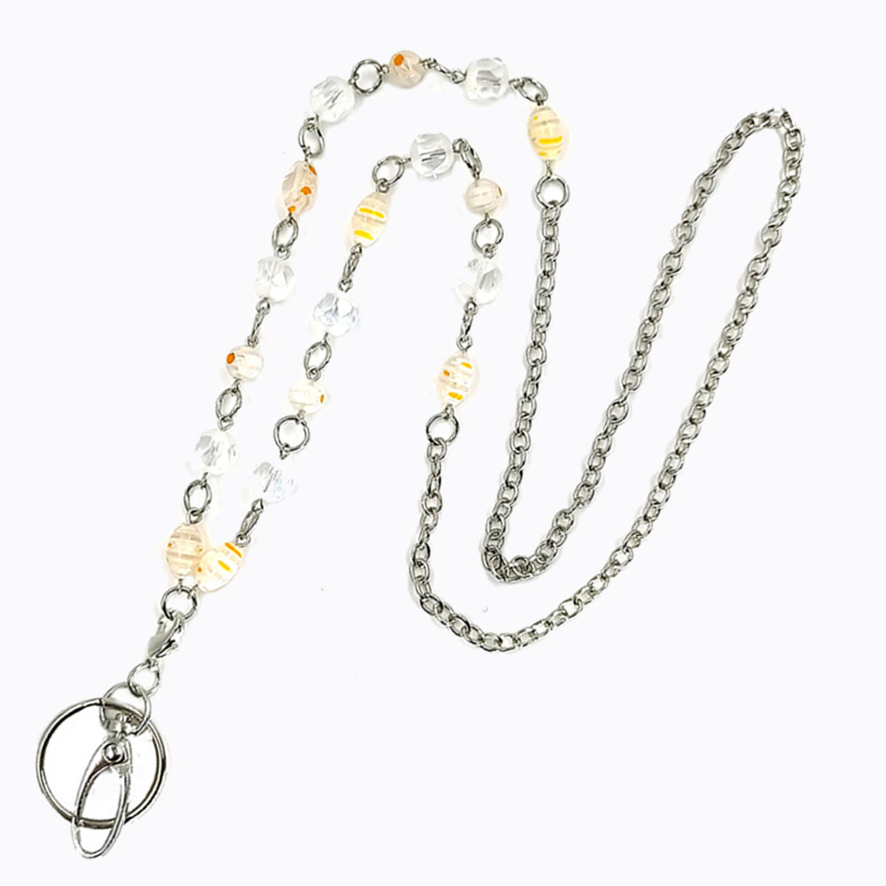 Beads Lanyards Badge Lanyards with ID Holder Keychain Holder Necklace Lanyards for Women Girl: Navy Blue