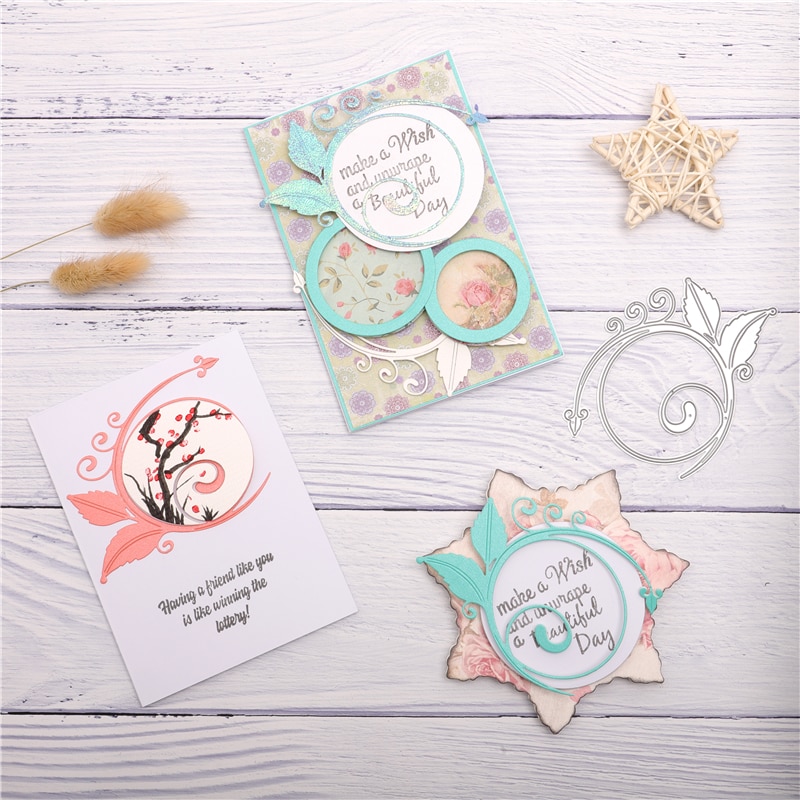 Kokorosa Leaf Swirly Metal Cutting Dies Feather Stencils Card Making Craft Dies Scrapbooking Embossing Stencil Die Cut Decor