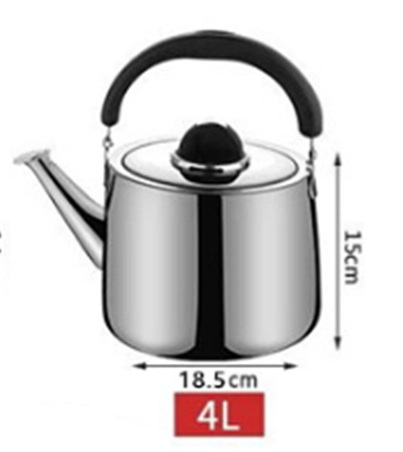 304 Rvs Geluid Ketel Gas Theepot Huishouden Keuken Verwarming Kokend Theepot Capaciteit Melk Warmwaterkruik Outdoor: 4L