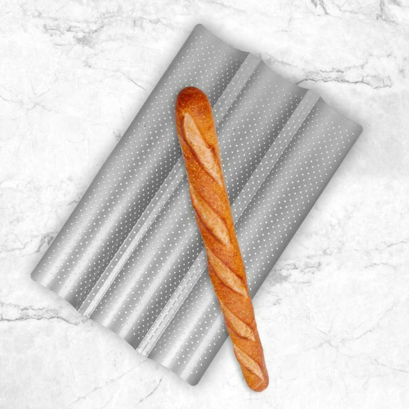 French Bread Baking Mold Bread Wave Baking Tray Cake Baguette Mold Pans 3 Groove Waves Bread Baking Tools Bread Trough