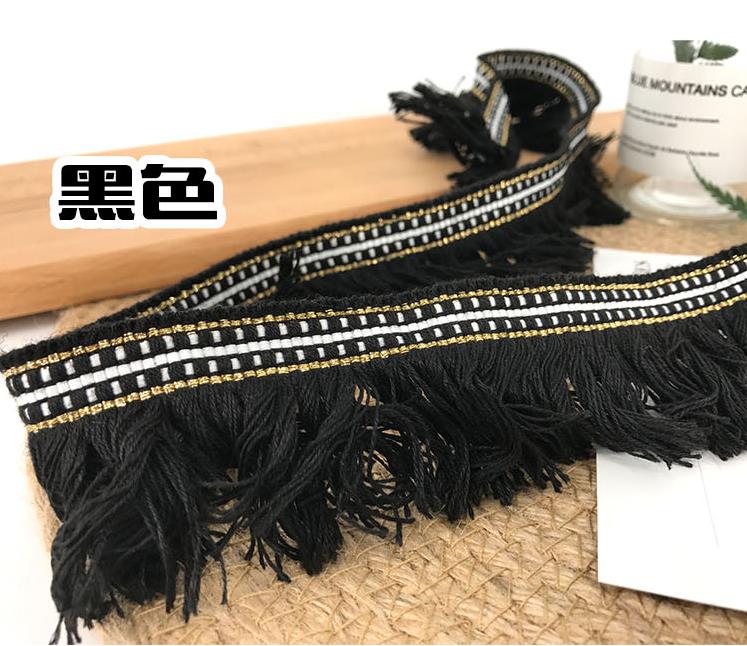 Cinta de encaje de hilo dorado, borlas, cortina, decoración de flecos, accesorios de ropa de viento étnico, 4,5 CM de ancho, 5 yardas/lote