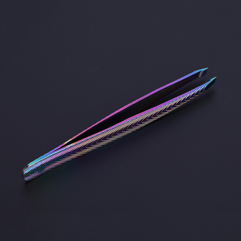 Pinza de cejas de colores camaleón, herramienta de maquillaje, removedor de pelo de Punta inclinada de acero inoxidable, Clip cosmético para ceja, herramienta de cuidado de belleza