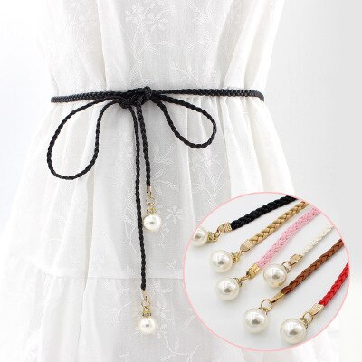 Cinturones Vintage Punk de cuero con agujeros para mujer, cinturón de cintura con agujeros, ojales finos y estrechos, negro y rojo,: 1PC