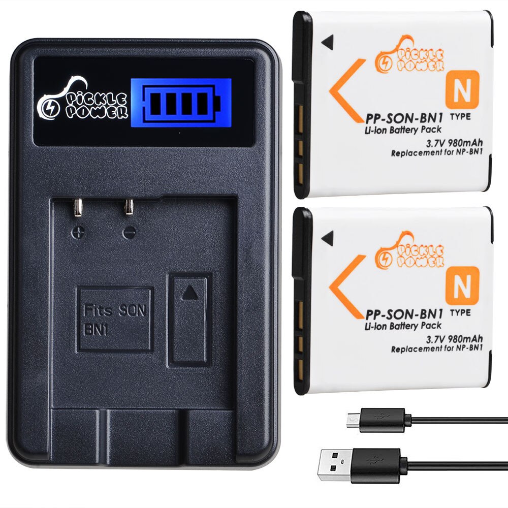 Np -bn1 np bn1 npbn 1 kamera batteri og lcd usb lader for sony  tx9 t99 wx5 wx100 tx7 tx5 wx5c w390 w380 w350 w620 w630 w670 tx100: Lader og 2 batterier