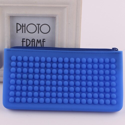 Praktische Unisex Siliconen waterdicht Lange Clutch Wallet Huishoudster's Casual Goedkope telefoon/Key/Portemonnees Potlood Tas voor studenten: BLUE