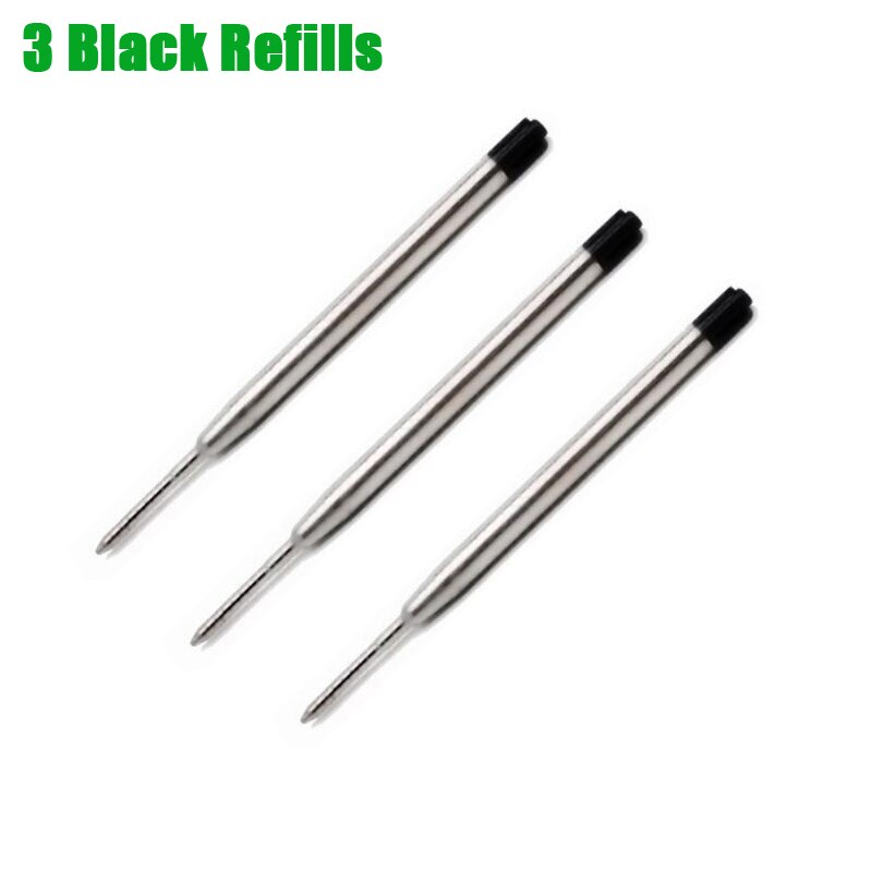 Full Metal Ballpoint Pen Refills Luxury Signature Writing Pen Refills: 3 Black Refills