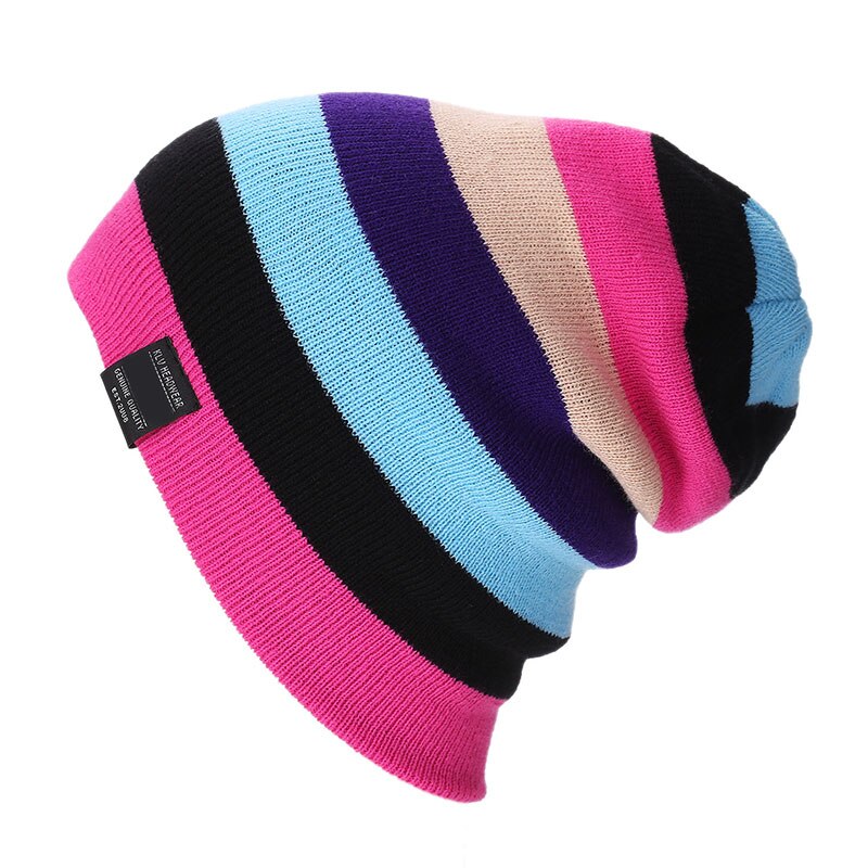 Regenboog Slouchy Baggy Beanie Knit Kleurrijke Hoeden Modieuze Voor Outdoor Vrouwen Mannen YS-BUY: Roze