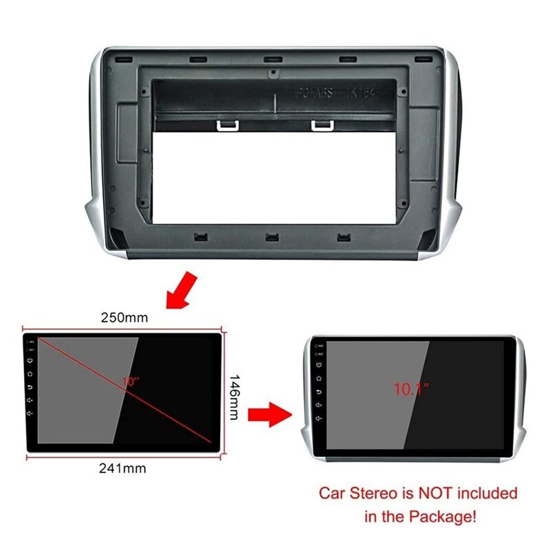 Novel-Kit de embellecedor de Fascia para DVD de coche de 10,1 pulgadas para PEUGEOT - Marco de Fascia adaptador de ajuste de doble Din