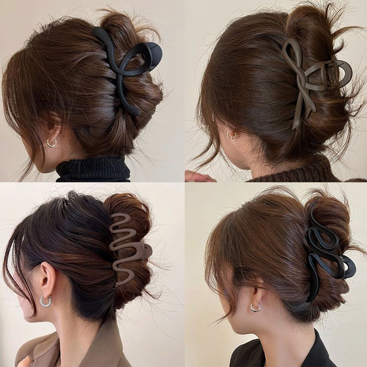 Clip de pelo coreano mate con lazo grande para mujer, de temperamento, sentido avanzado del Clip de tiburón, accesorios para el cabello para niñas