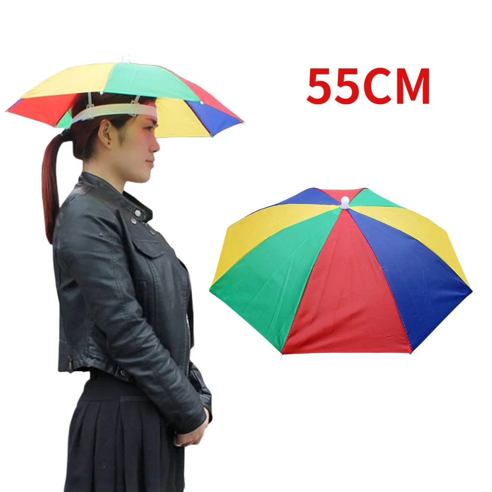 Sombrero de sombrilla de cabeza plegable para exteriores, sombrero antilluvia, antisol, gorra de sol montada en la cabeza para pesca, Golf, ciclismo, senderismo y Camping: Morado