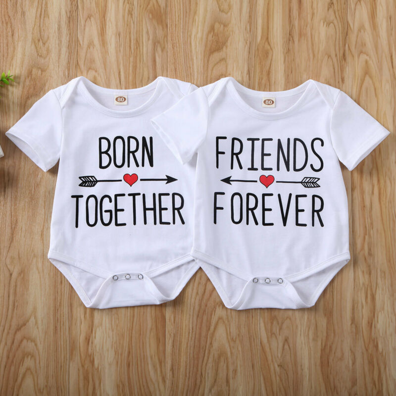Baby sommer tøj nyfødt baby piger drenge tvillinge tøj sæt kortærmet romper bogstav print jumpsuit outfits 0-18m
