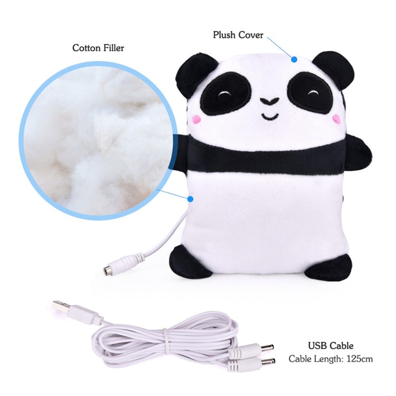 USB Heated Gloves Electric Heating Hand Warmers Fingerless Cute Panda Shape Hand Warmer Winter Warm Gloves