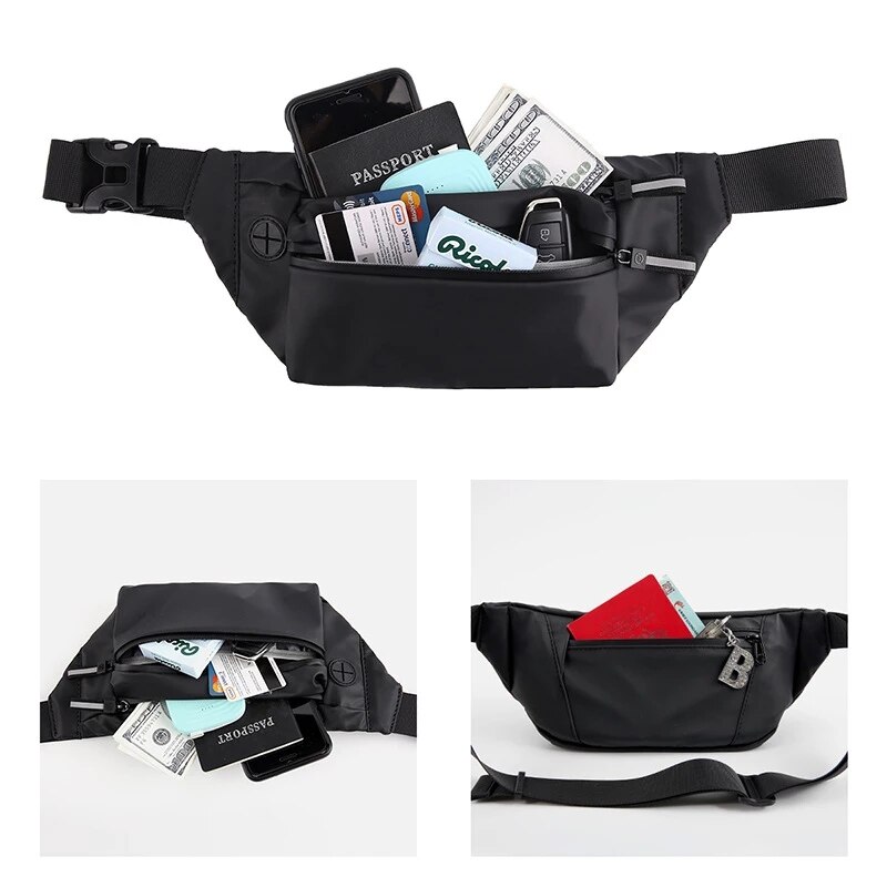Bolsos de pecho reflectantes con cremallera para mujer, bandoleras de cuero sintético multifunción con tres bolsillos, cruzado, seguro, oculto, G200