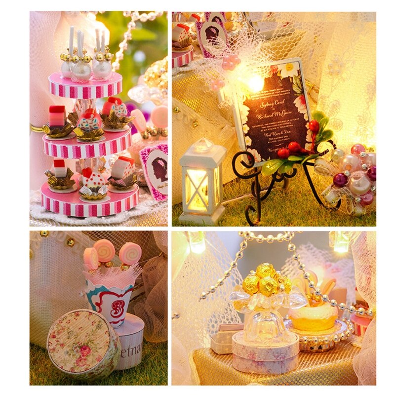 Poppenhuis Miniatuur Met Meubels, Diy Houten Huis Kit Plus Stofdicht, 1:25 Tiny House Building Kit, liefde Is Eeuwig