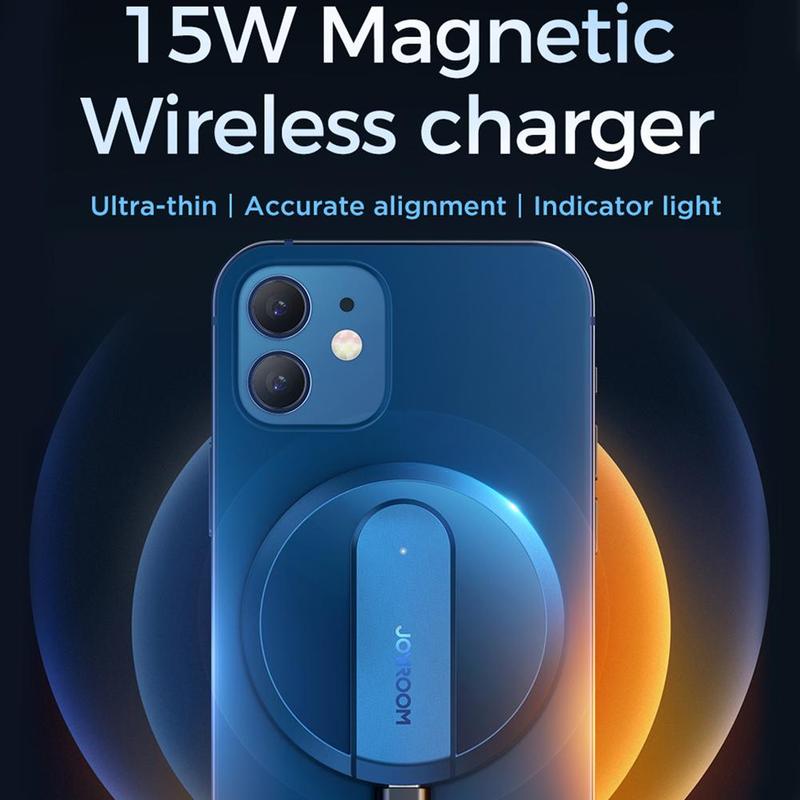15W Magnetic Wireless Charger - For iPhone, Fast Qi Charging Pad - Compatible with Samsung